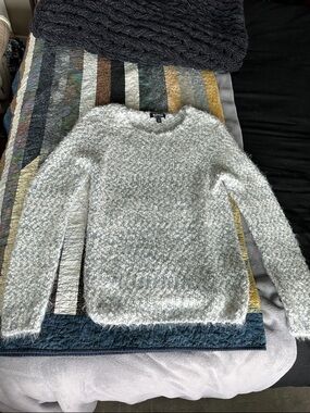 Cozy Bouclé Crewneck Sweater in Light Gray
